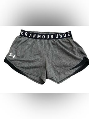 Under Armour Women's Heather Gray Athletic Shorts with Black Waistband